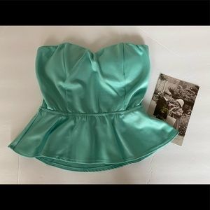 LOVE Culture Strapless Backless Peplum Top Sz S